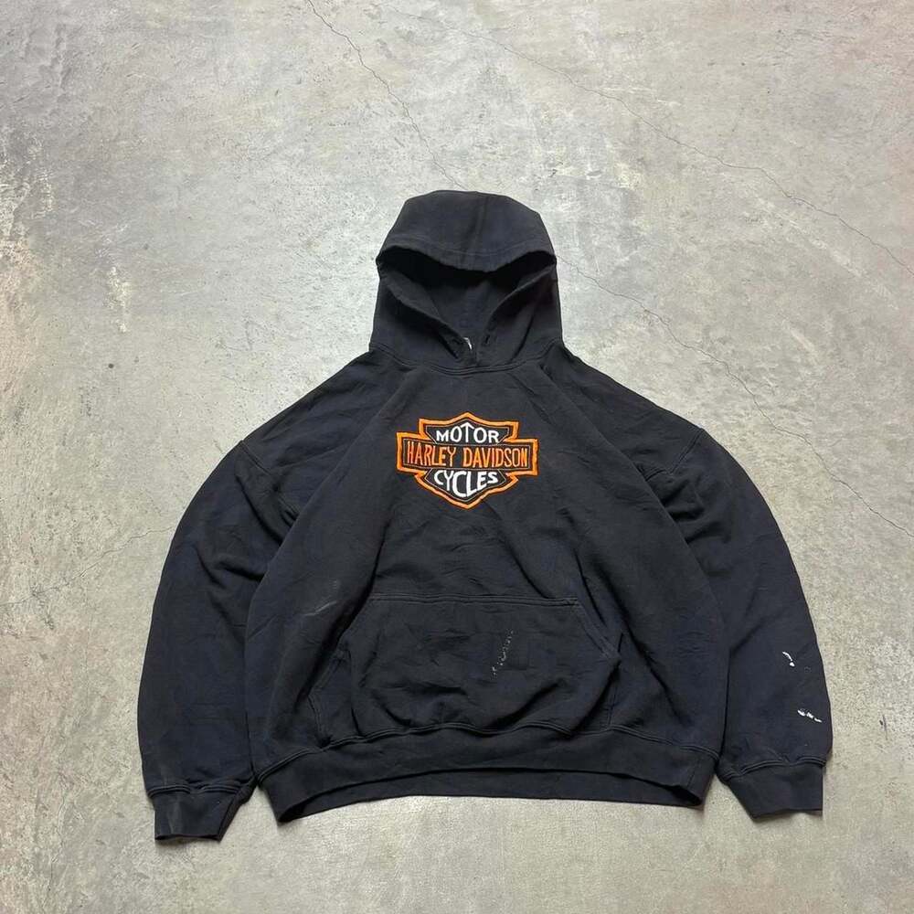 Vintage Harley-Davidson Embroidered Bar & Shield Boxy Hoodie